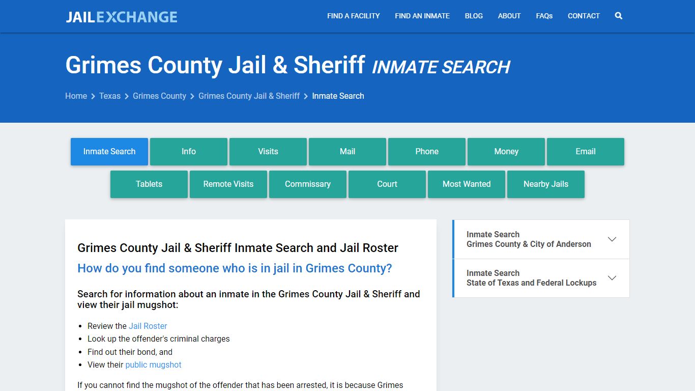 Grimes County Jail & Sheriff Inmate Search - Jail Exchange
