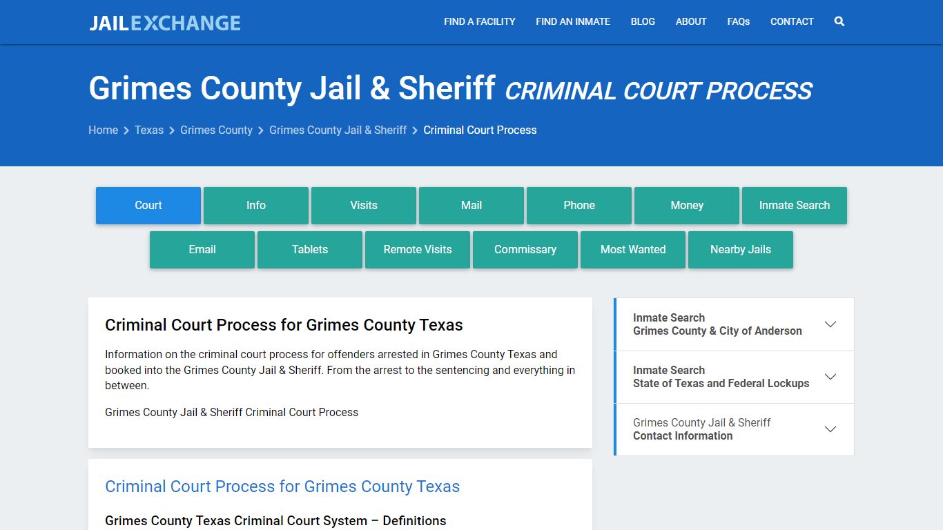 Grimes County Jail & Sheriff Criminal Court Process